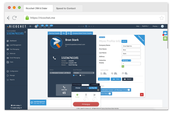 Ricochet by Speed to Contact: Dialer & CRM Lead Management System with Hosted Predictive Dialer